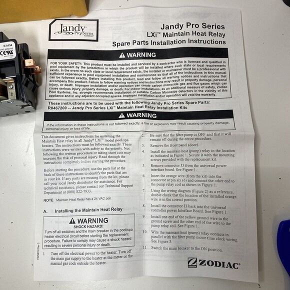 Zodiac R0467200 Pump Relay Replacement Kit for Lxi Low Nox Pool & Spa Heater - Picture 7 of 8